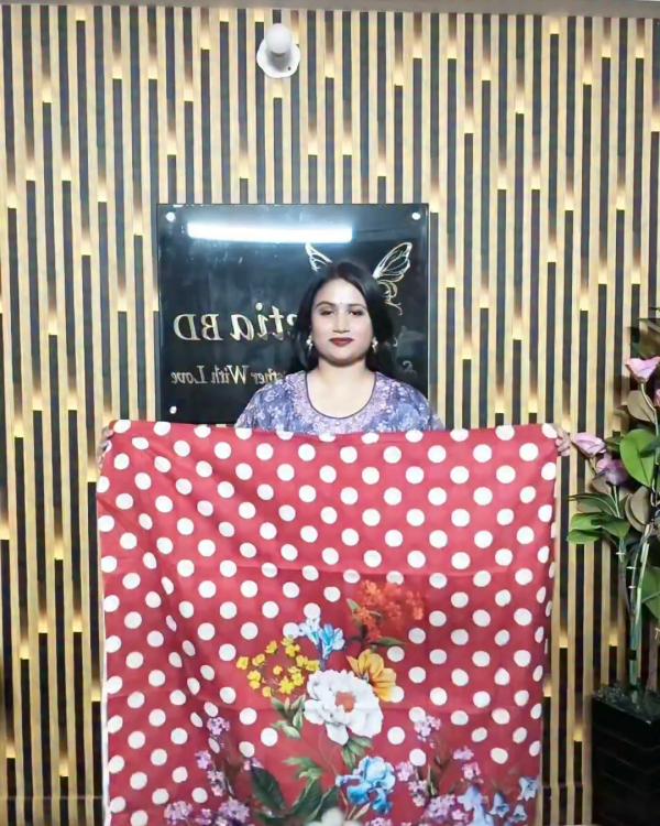 বল প্রিন্ট এর সুন্দর একটা ড্রেস। পরলে কিউট লাগবে।